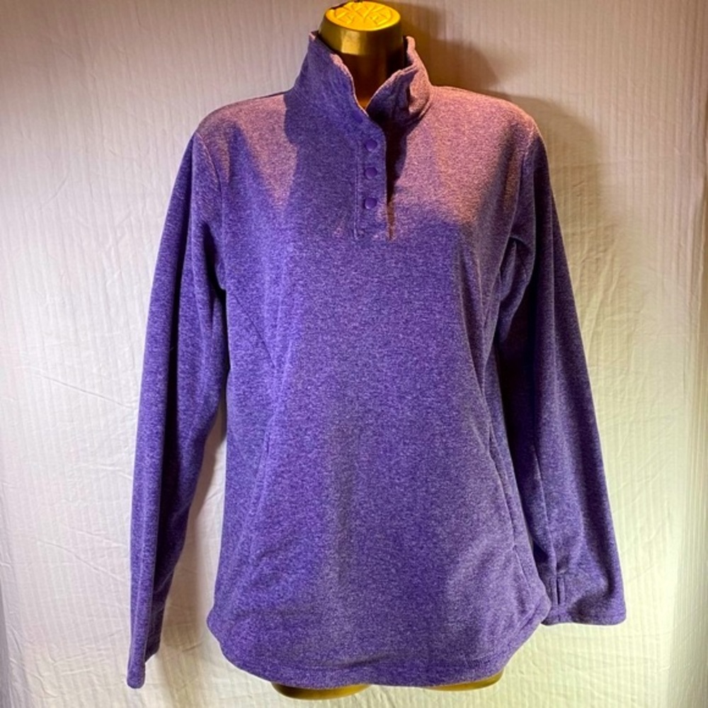 Duluth Trading Co Purple 1/4 Snap Button Pocket Fleece Pullover Sweater, M
